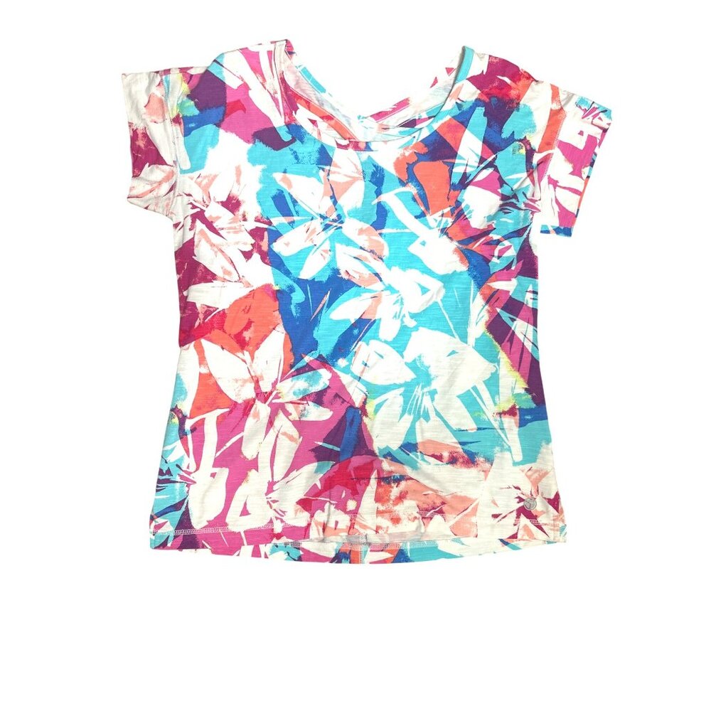 T By Talbots Size Small Multicolor Rayon Cotton Tee Floral Print City Casual Tee - Picture 10 of 12